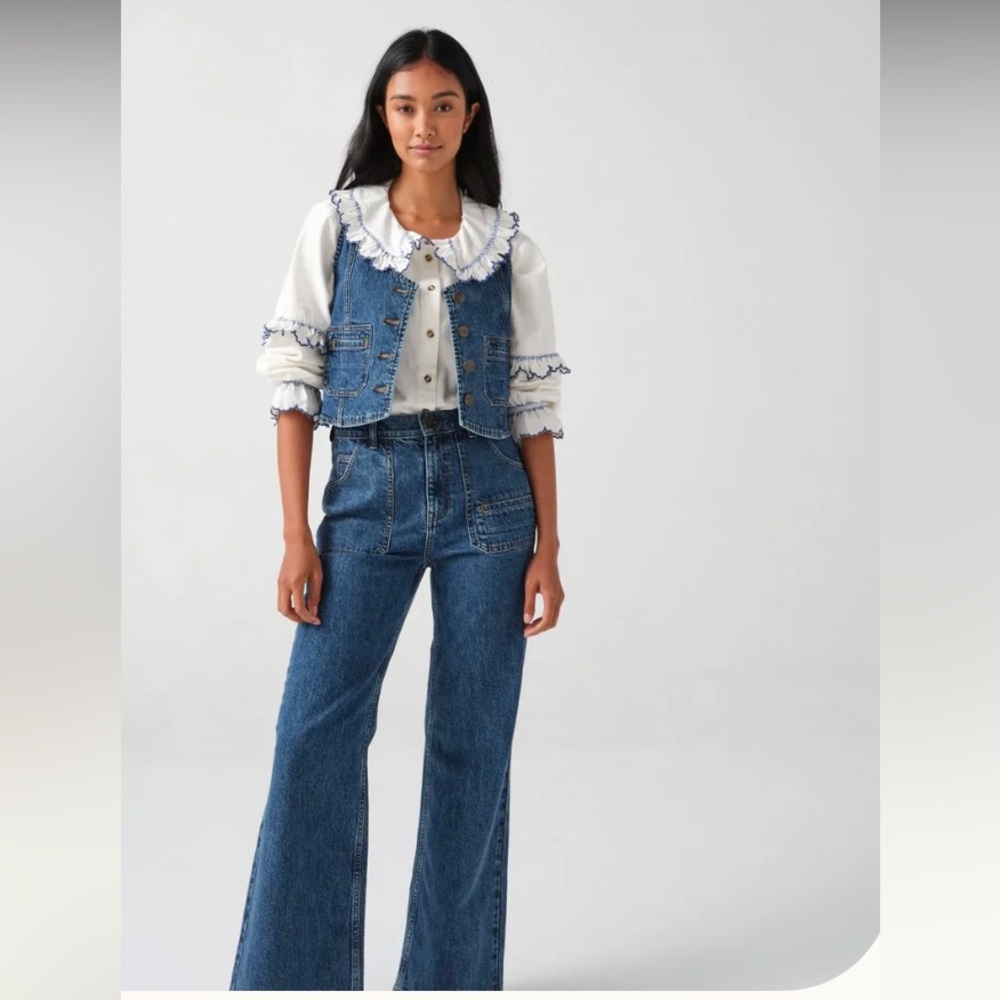 Anthropologie x Seventy + Mochi Phoebe Ruffle-Collar Organic Cotton Blouse $190